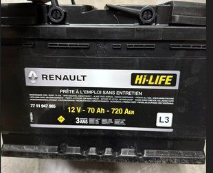 Акумуляторна батарея L3 70AH 720A 17,7кг Renault Kangoo 2 Оригінал 7711238598 фото